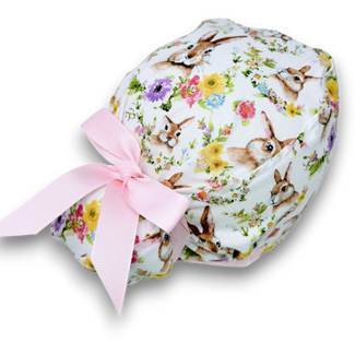 Bunny Euro scrub cap with ties for Women by Paradise Caps. Euro PLUS style.