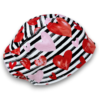 Valentine's day Euro Scrub Cap for Women with Satin Lined Option by Paradise Caps.