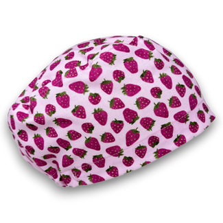 Strawberry Euro Scrub Cap for Women with Satin Lined Option by Paradise Caps.