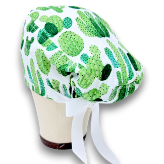 Cactus Euro scrub cap with ties for Women by Paradise Caps. Euro PLUS style.