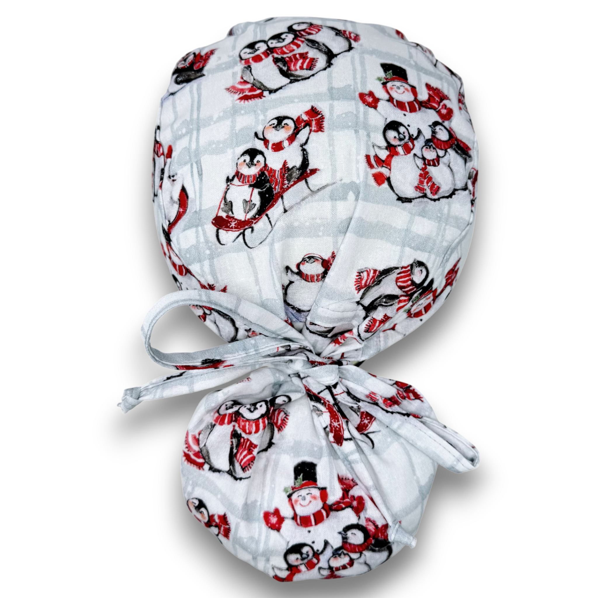 Penguin Ponytail scrub cap for women with satin lined option by Paradise Caps.