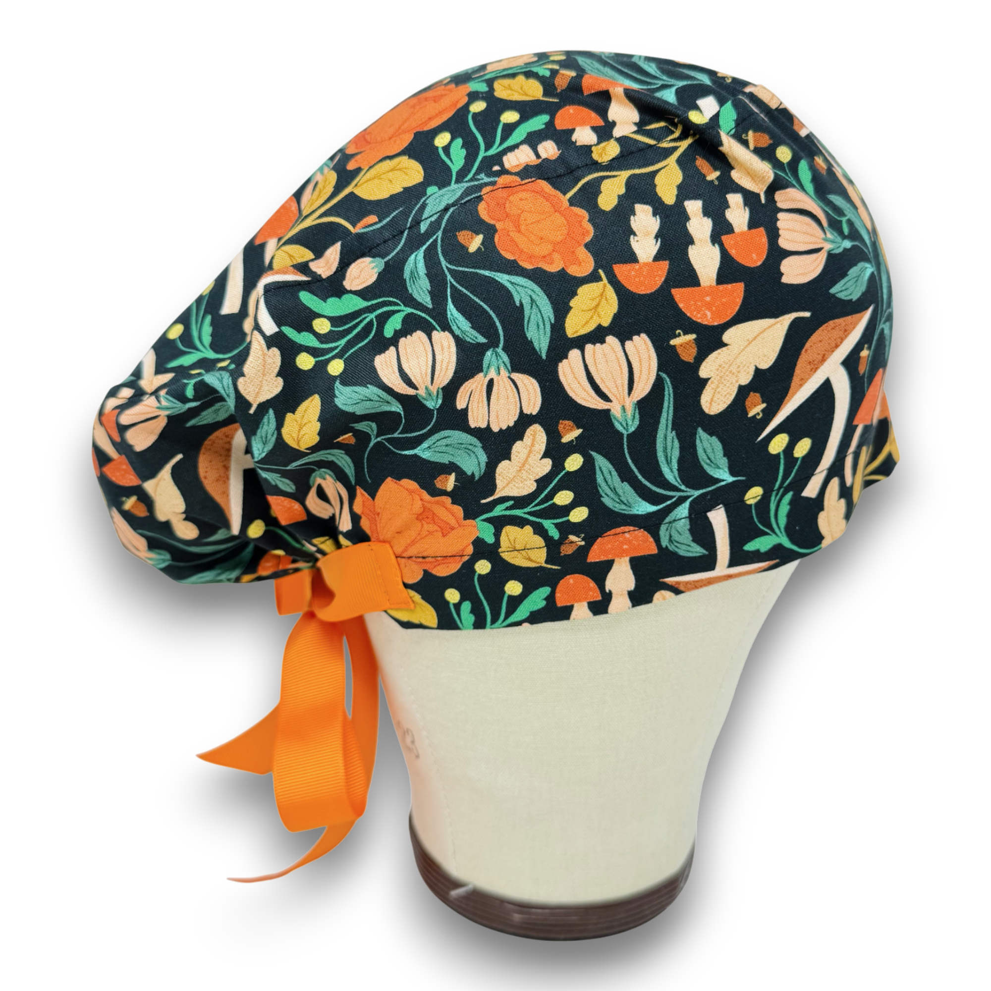 Fall Euro scrub cap with ties for Women by Paradise Caps. Euro PLUS style.