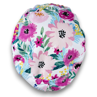 Floral Euro Scrub Cap for Women with Satin Lined Option by Paradise Caps.