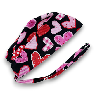 Valentine's day skull tie-back style scrub hat by Paradise Caps.