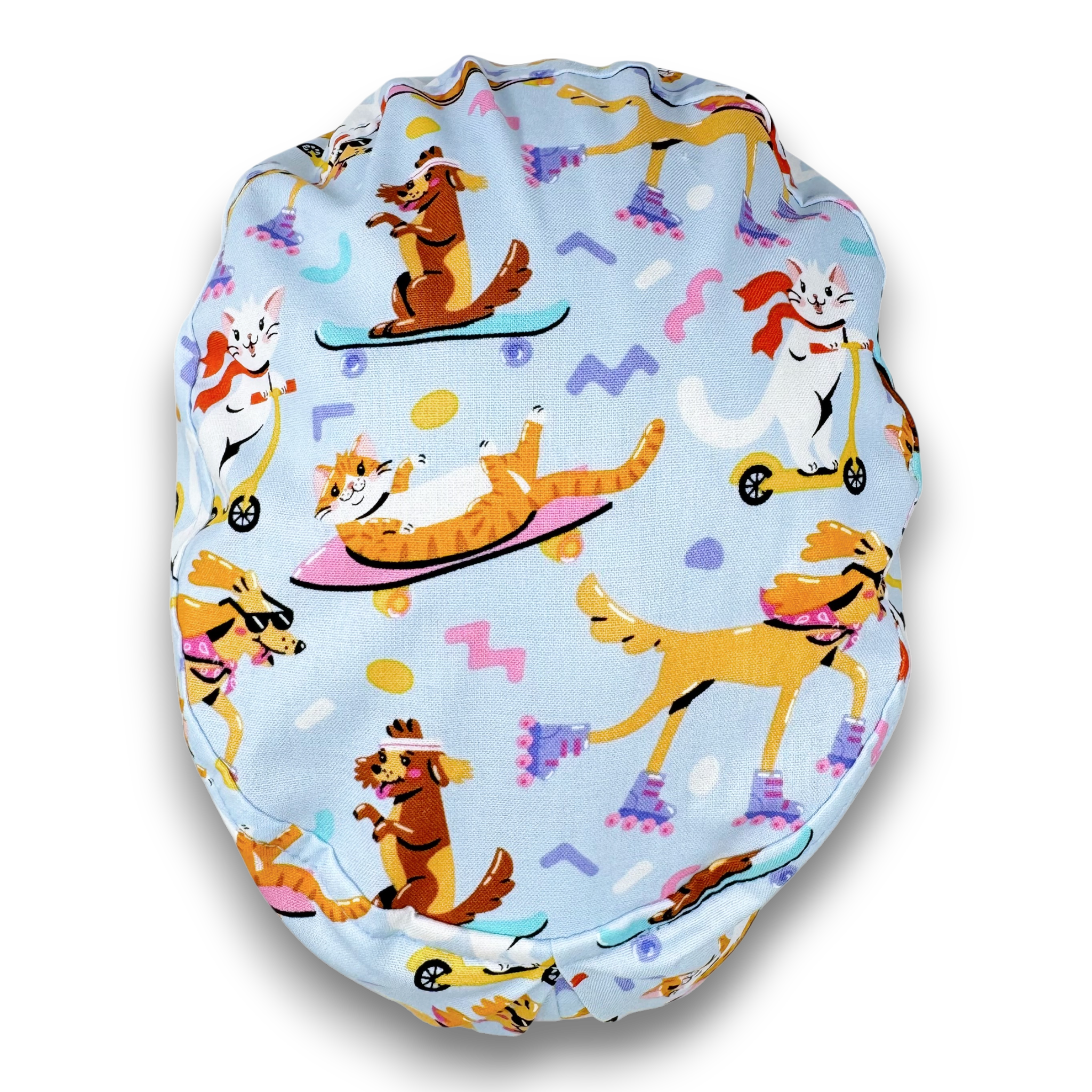 Dog Euro scrub cap for women, Cat surgical cap with satin lined by Paradise Caps.