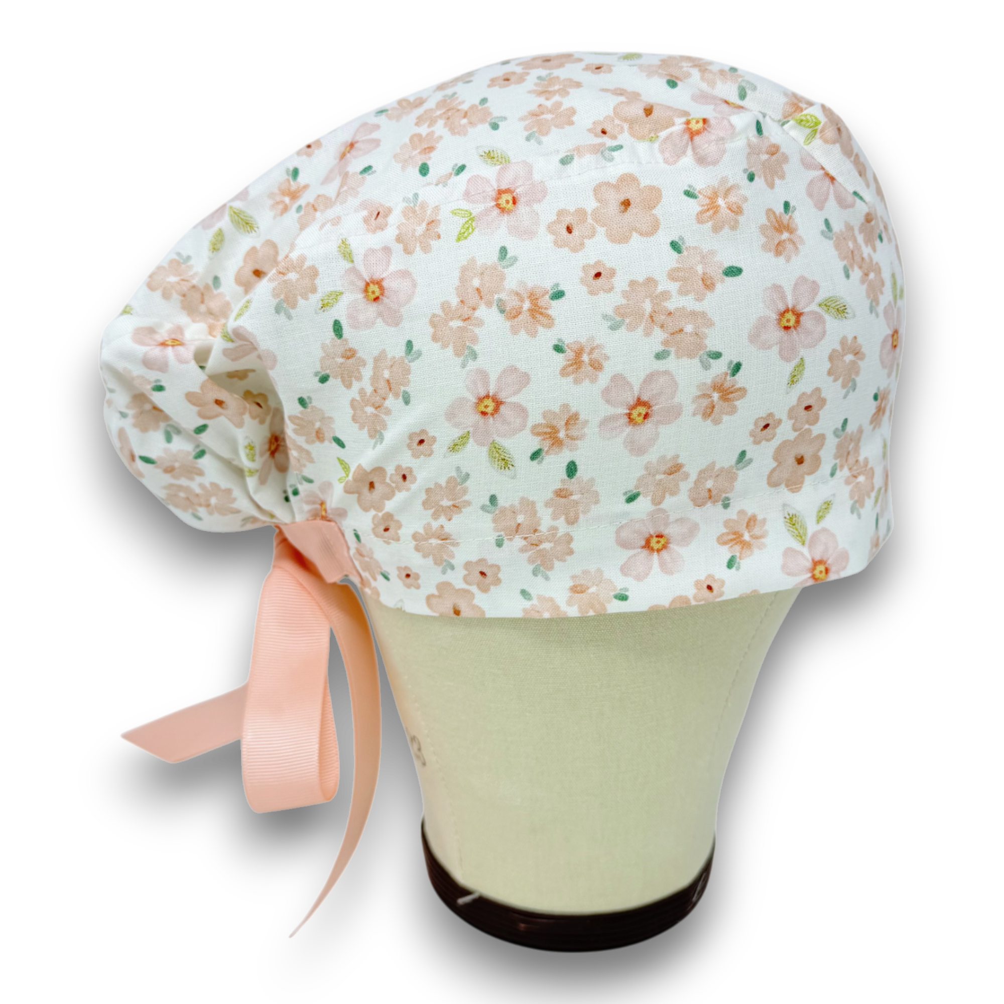 Flower Euro scrub cap with ties for Women by Paradise Caps. Euro PLUS style.