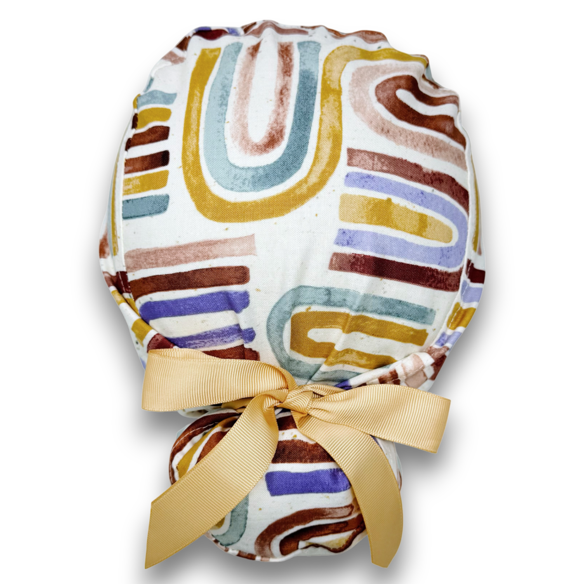 Rainbow Euro scrub cap with ties for Women by Paradise Caps. Euro PLUS style.