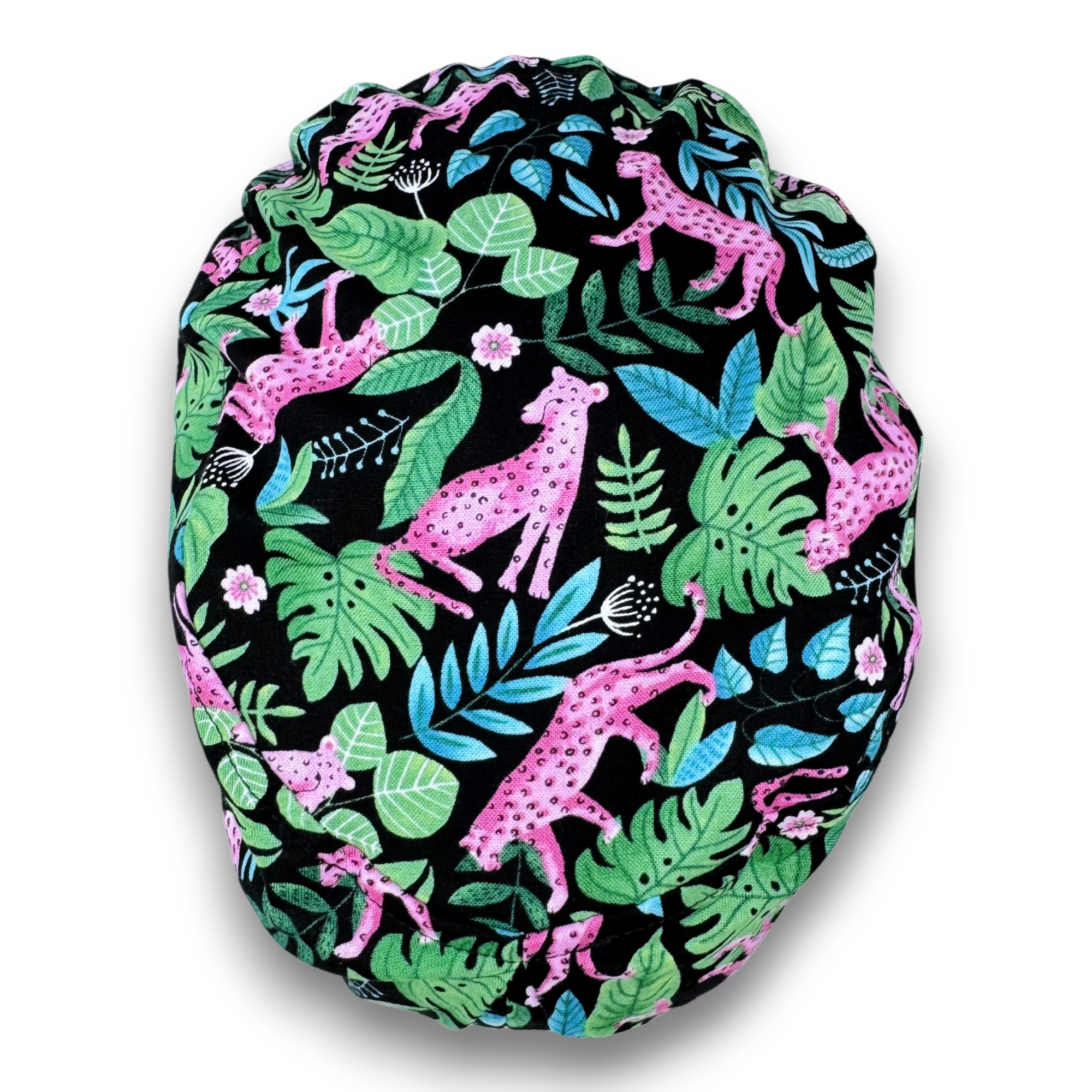 Leopard Euro Scrub Cap for women with satin lined option by Paradise Caps.