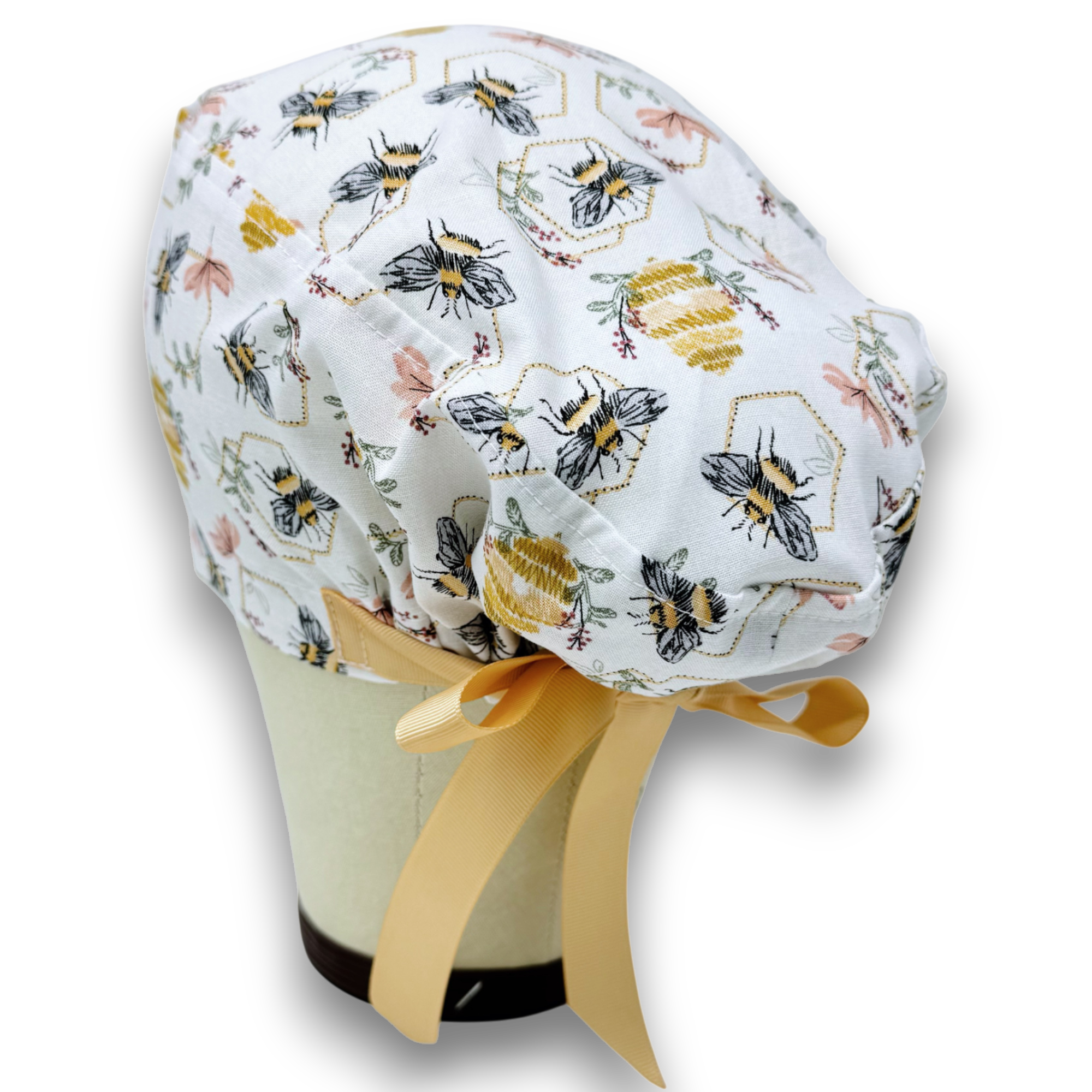 Bee Euro scrub cap with ties for Women by Paradise Caps. Euro PLUS style.