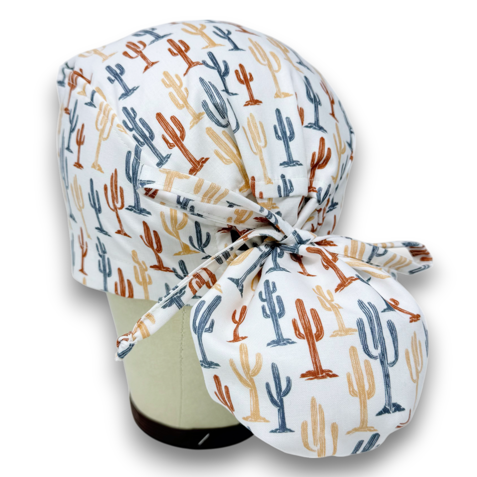 Cactus Ponytail scrub cap for women with satin lined option by Paradise Caps.
