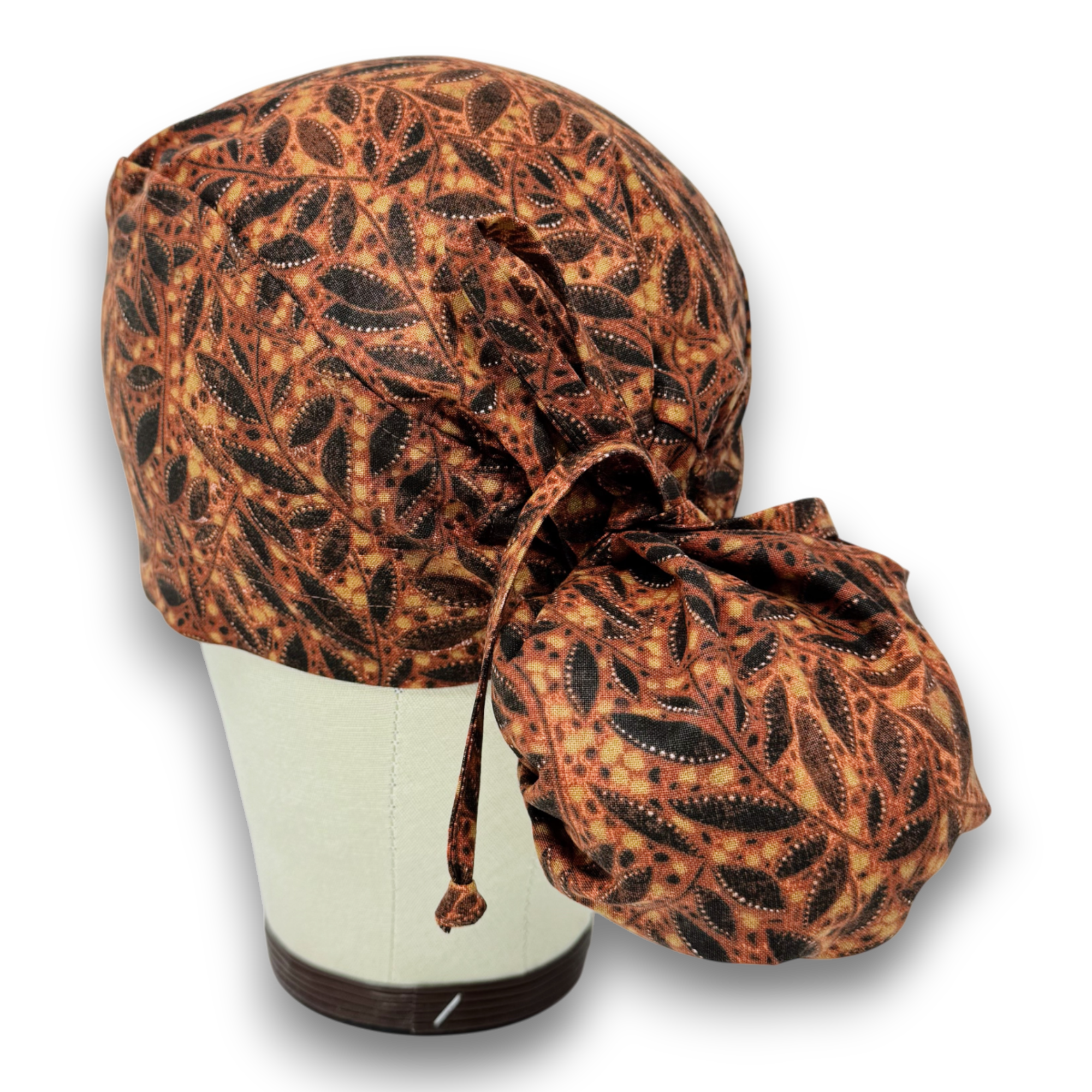Fall Ponytail scrub cap for women with satin lined option by Paradise Caps.