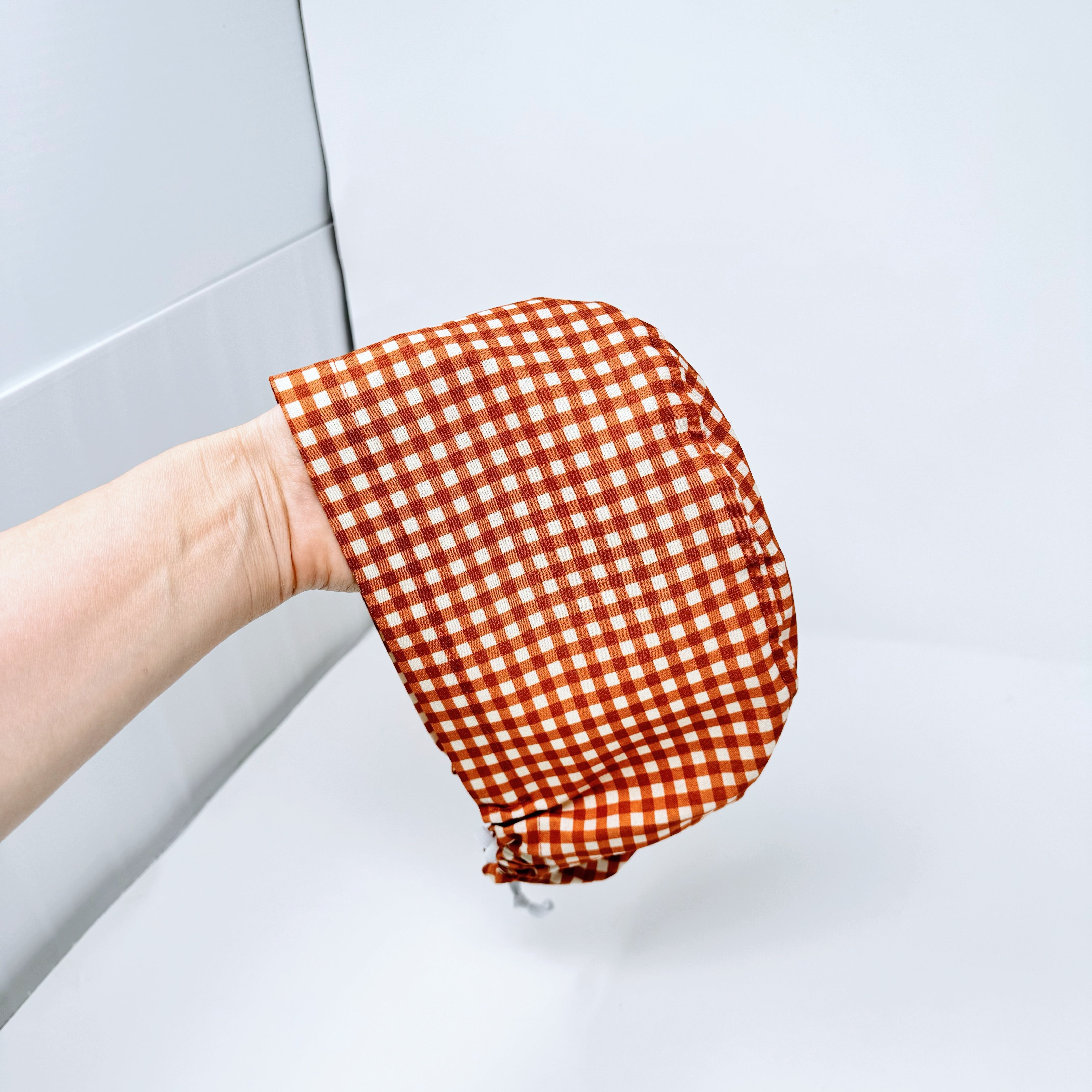 Rustic Check Euro Scrub Cap for Women with Satin Lined Option by Paradise Caps.