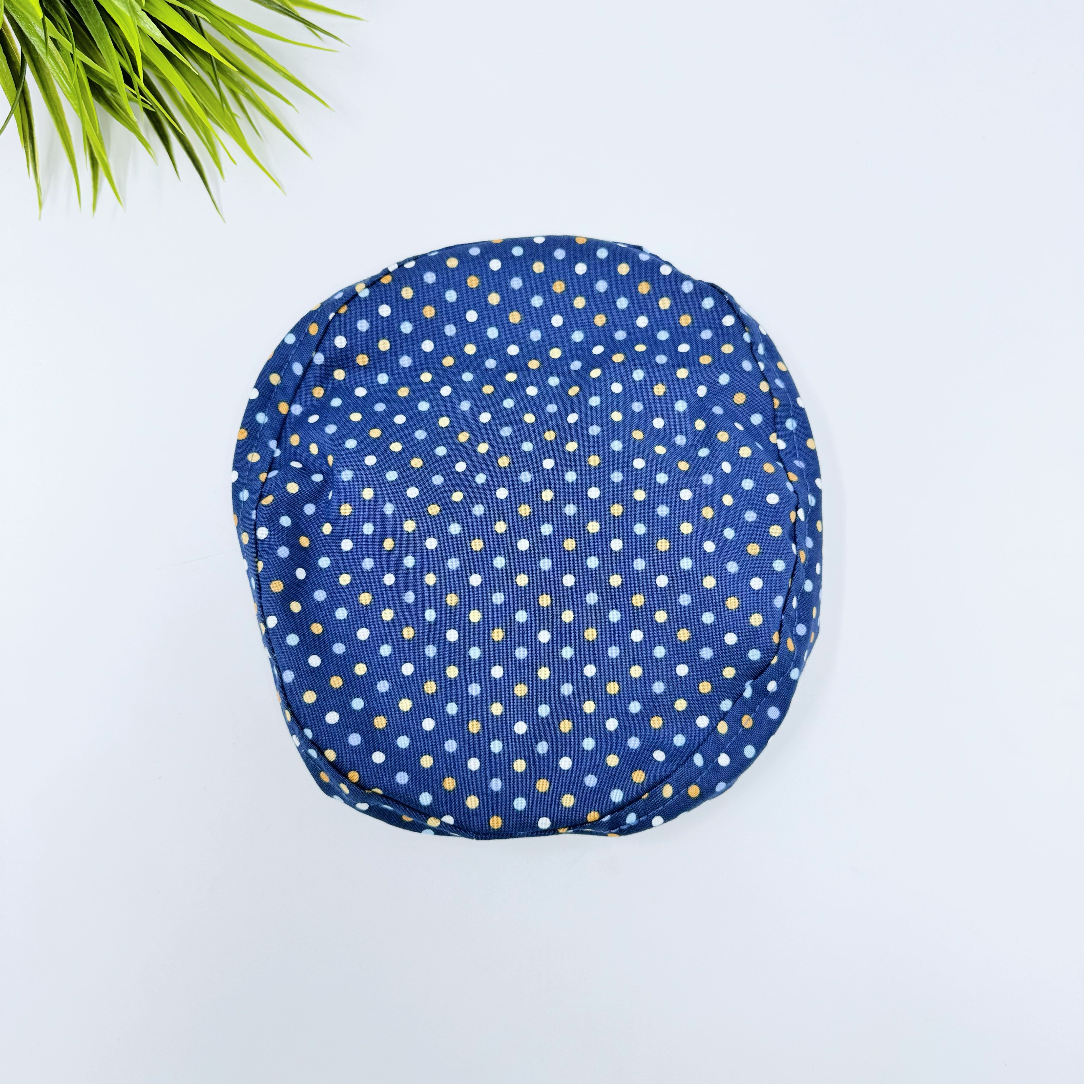 Navy Polka Dot Euro Scrub Cap for Women with Satin Lined Option by Paradise Caps.