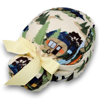 Camping Euro scrub cap with ties for Women by Paradise Caps. Euro PLUS style.