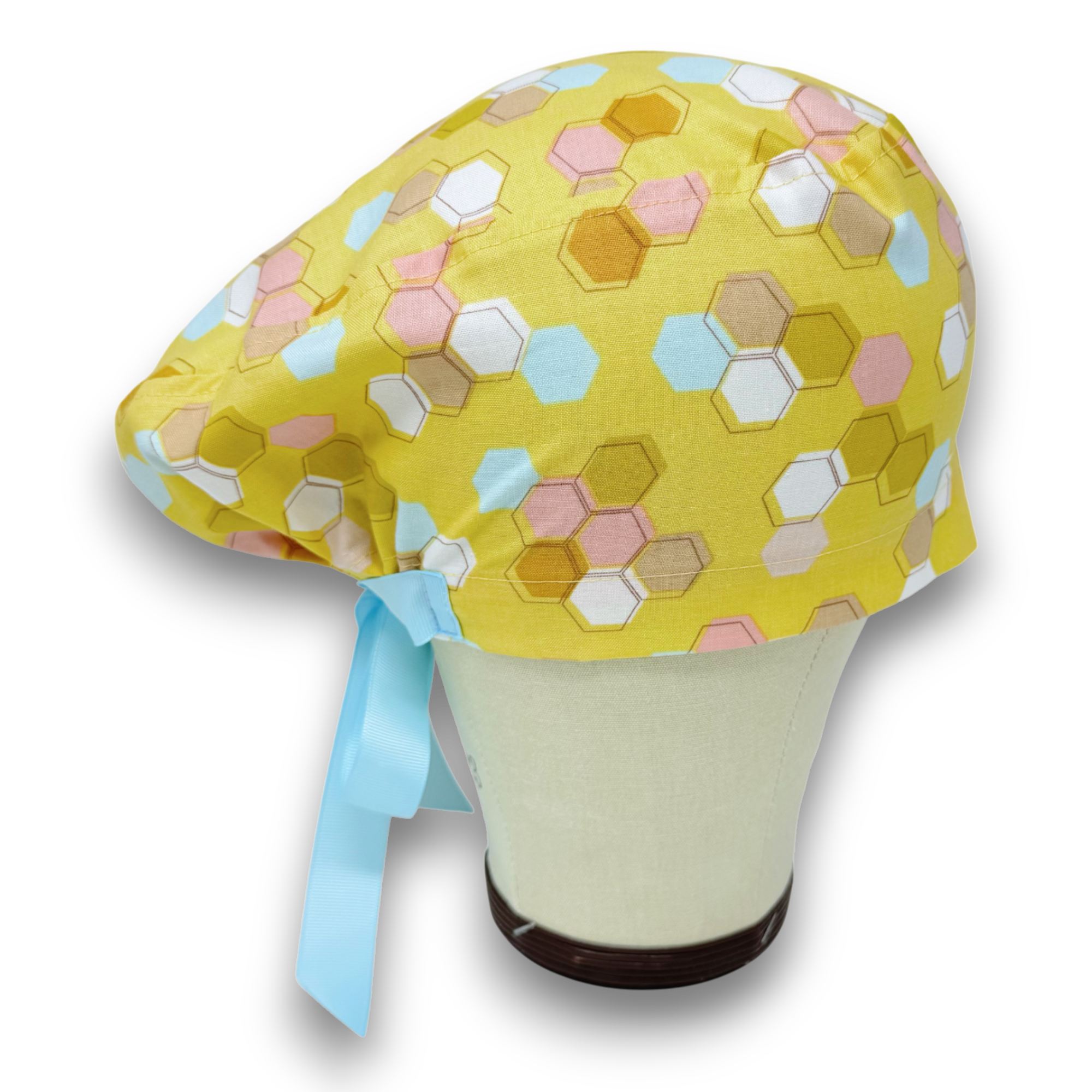 Honeycomb Euro scrub cap with ties for Women by Paradise Caps. Euro PLUS style.