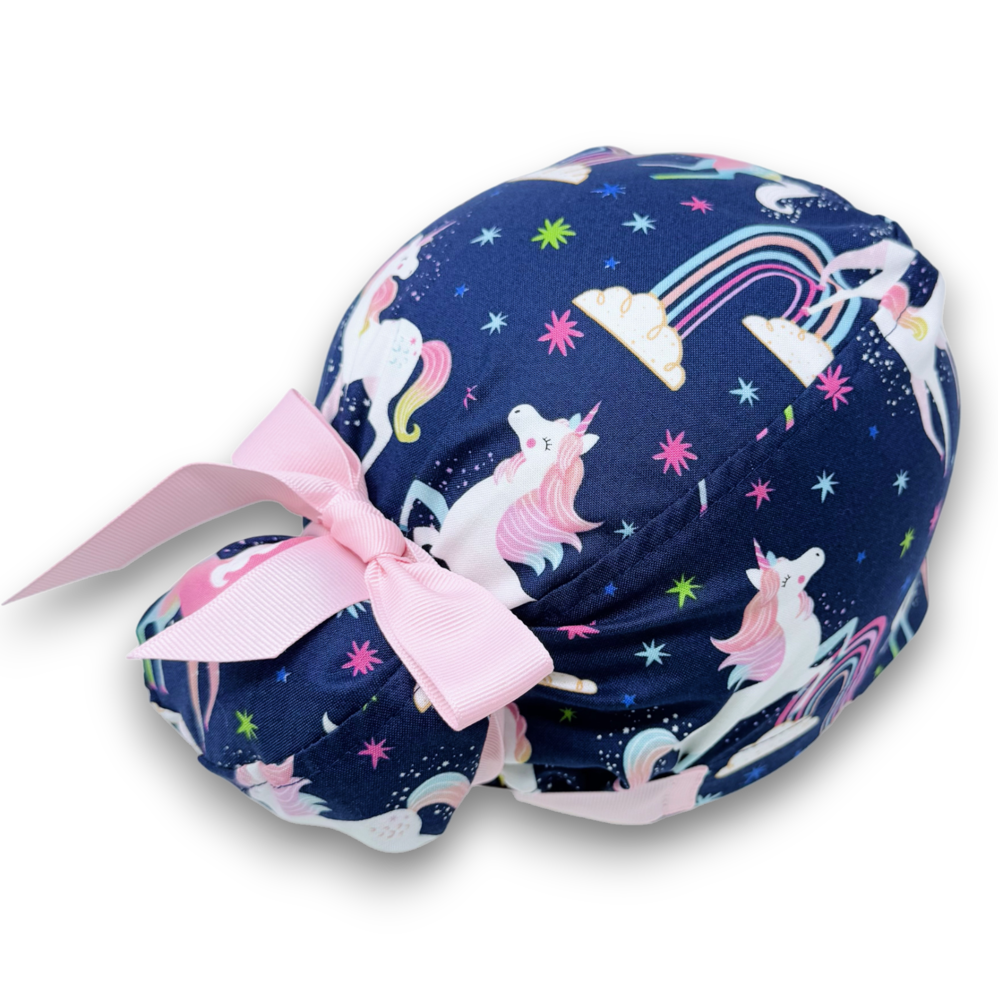 Unicorn Euro scrub cap with ties for Women by Paradise Caps. Euro PLUS style.