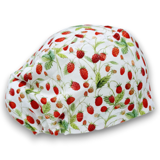 Strawberry Euro Scrub Cap for Women with Satin Lined Option by Paradise Caps.