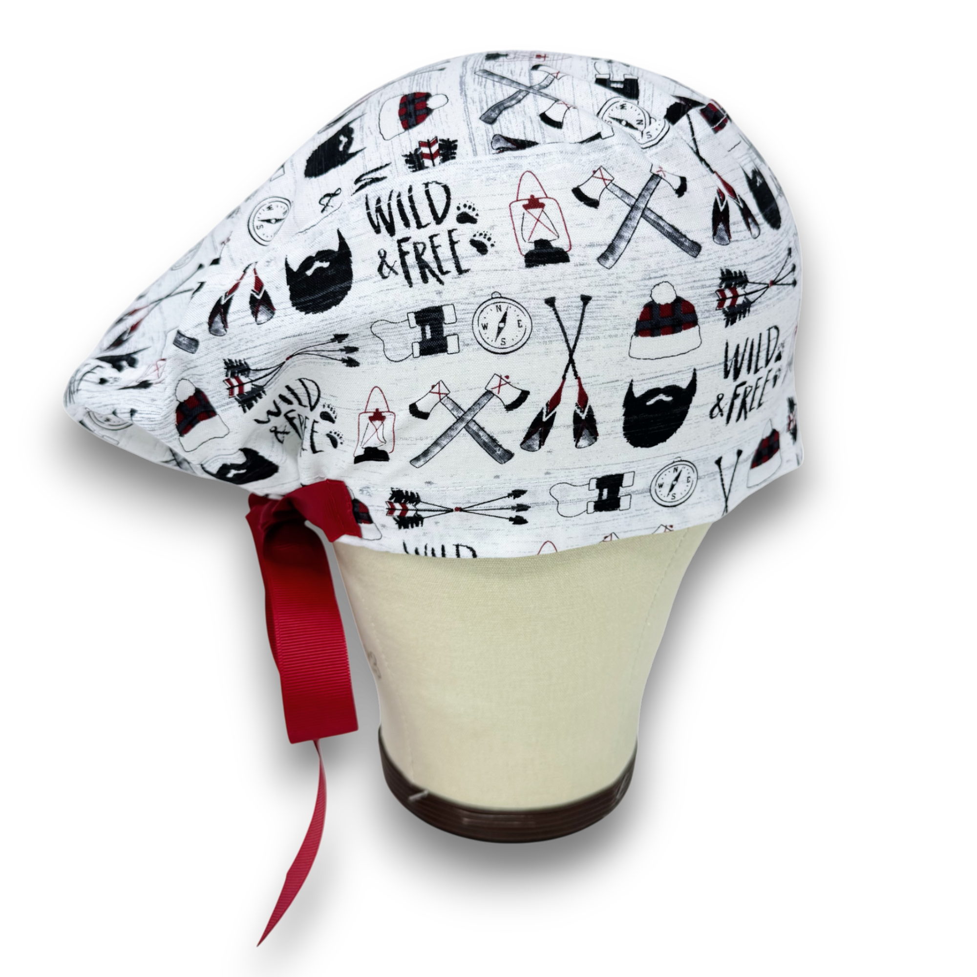 Wild & free Euro scrub cap with ties for Women by Paradise Caps. Euro PLUS style.