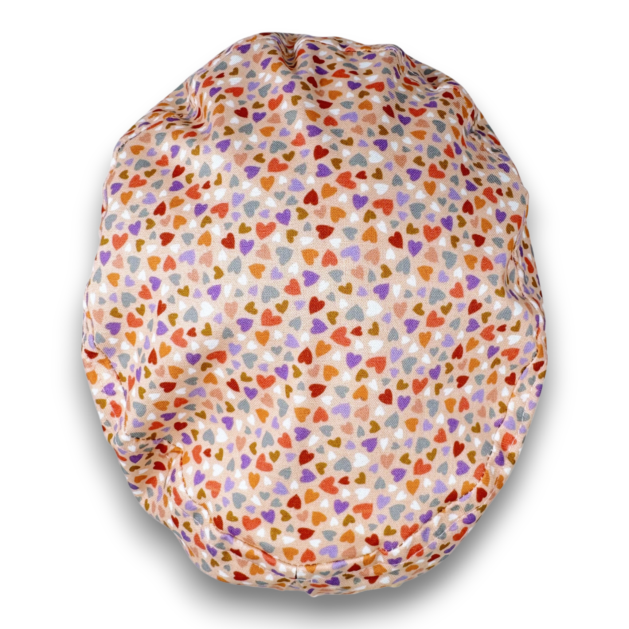 Colorful Hearts Euro Scrub Cap for Women with Satin Lined Option by Paradise Caps.