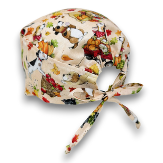 Pumpkin Men's Skull tie-back style surgical scrub cap by Paradise Caps.