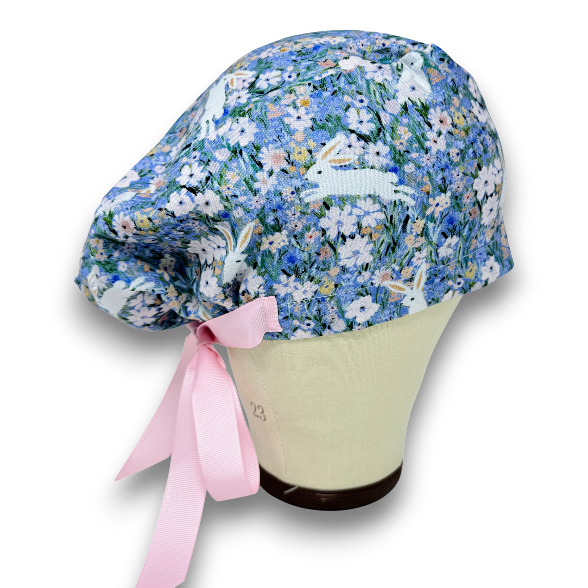 Spring Bunnies Euro scrub cap with ties for Women by Paradise Caps. Euro PLUS style.