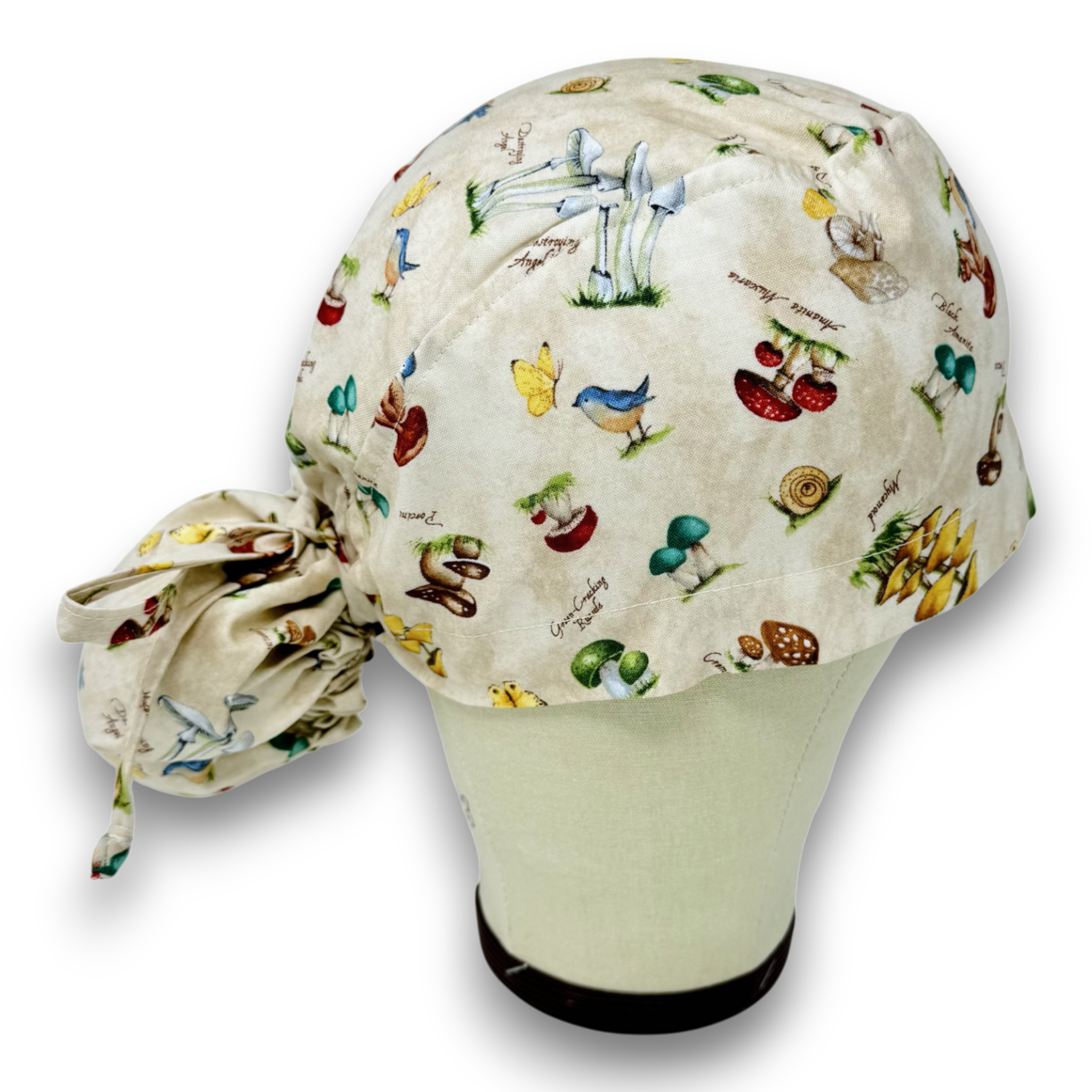 Mushroom Ponytail scrub cap for women with satin lined option by Paradise Caps.