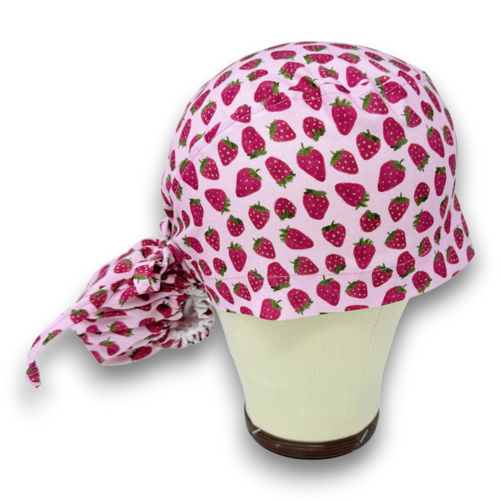 Strawberry Ponytail scrub cap for women with satin lined option by Paradise Caps.