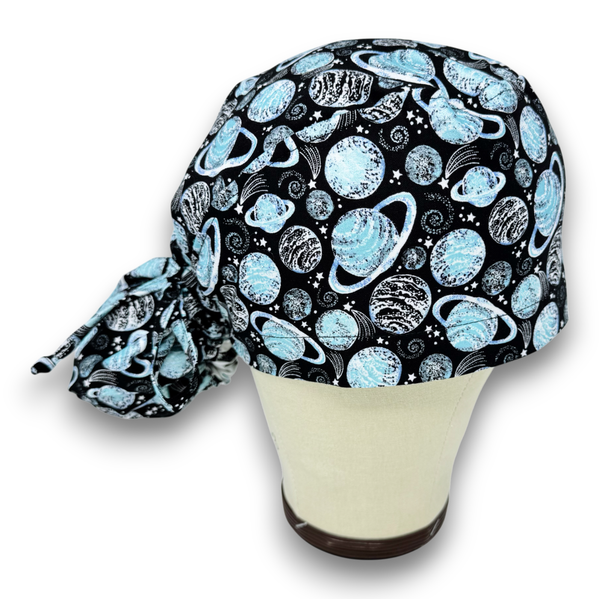 Planet Ponytail scrub cap for women with satin lined option by Paradise Caps.