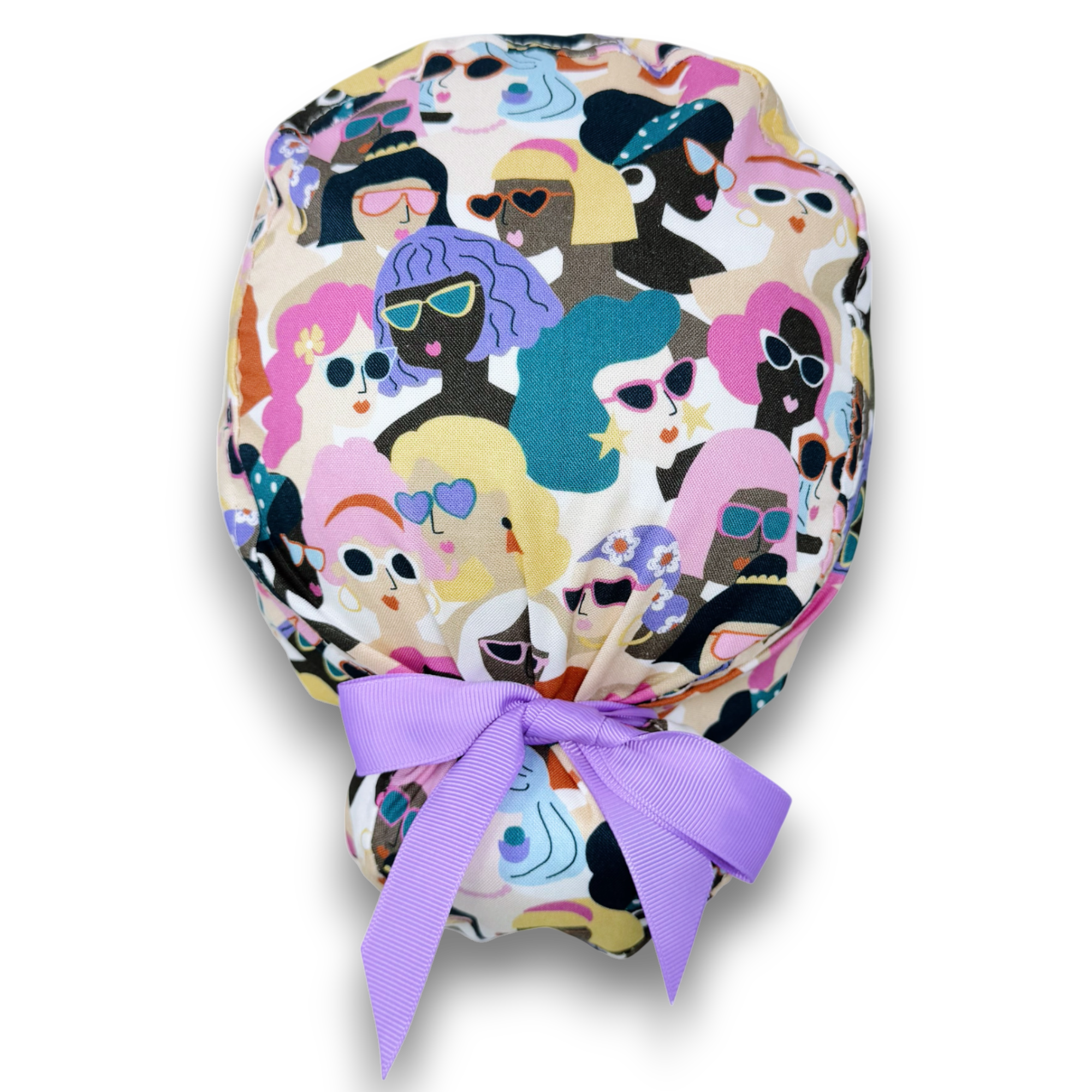 Women Euro scrub cap with ties by Paradise Caps. Euro PLUS style.