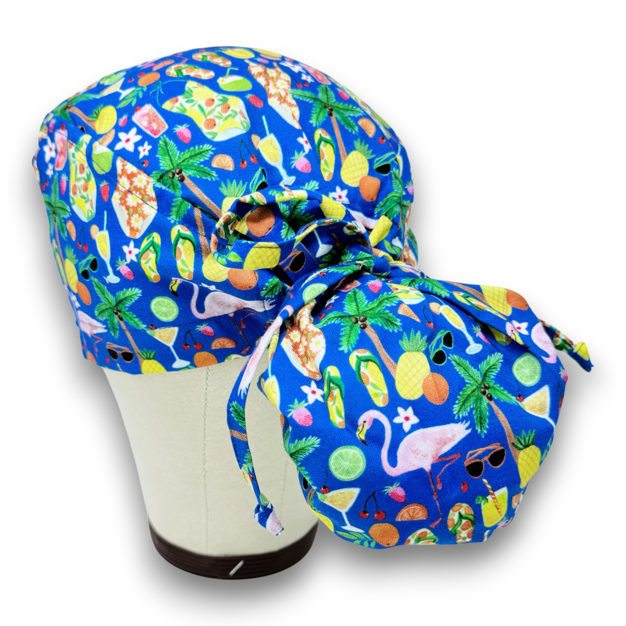 Summertime Ponytail scrub cap for women with satin lined option by Paradise Caps.