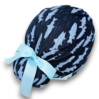 Shark Euro scrub cap with ties for Women by Paradise Caps. Euro PLUS style.