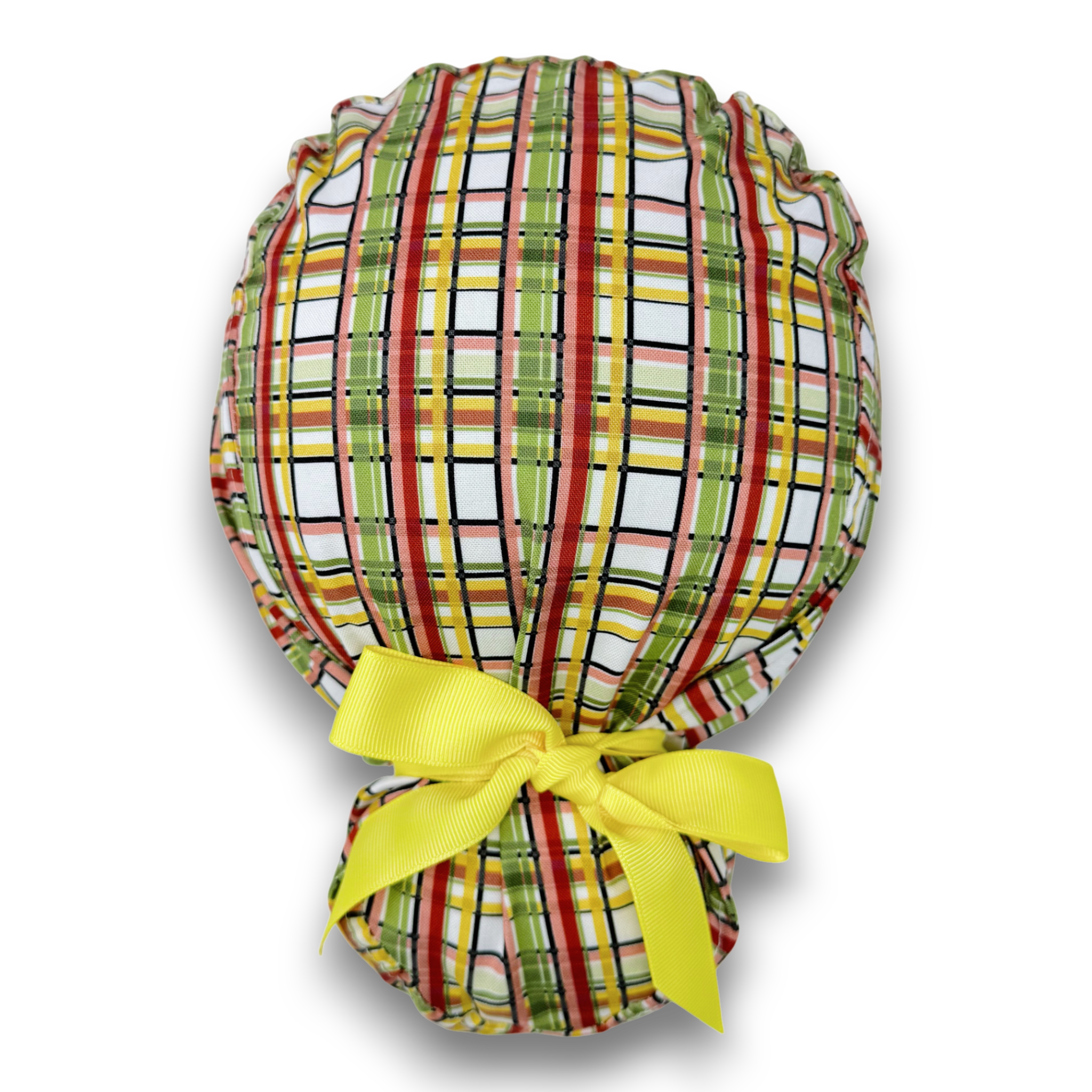 Autumn Plaid Euro scrub cap with ties for Women by Paradise Caps. Euro PLUS style.