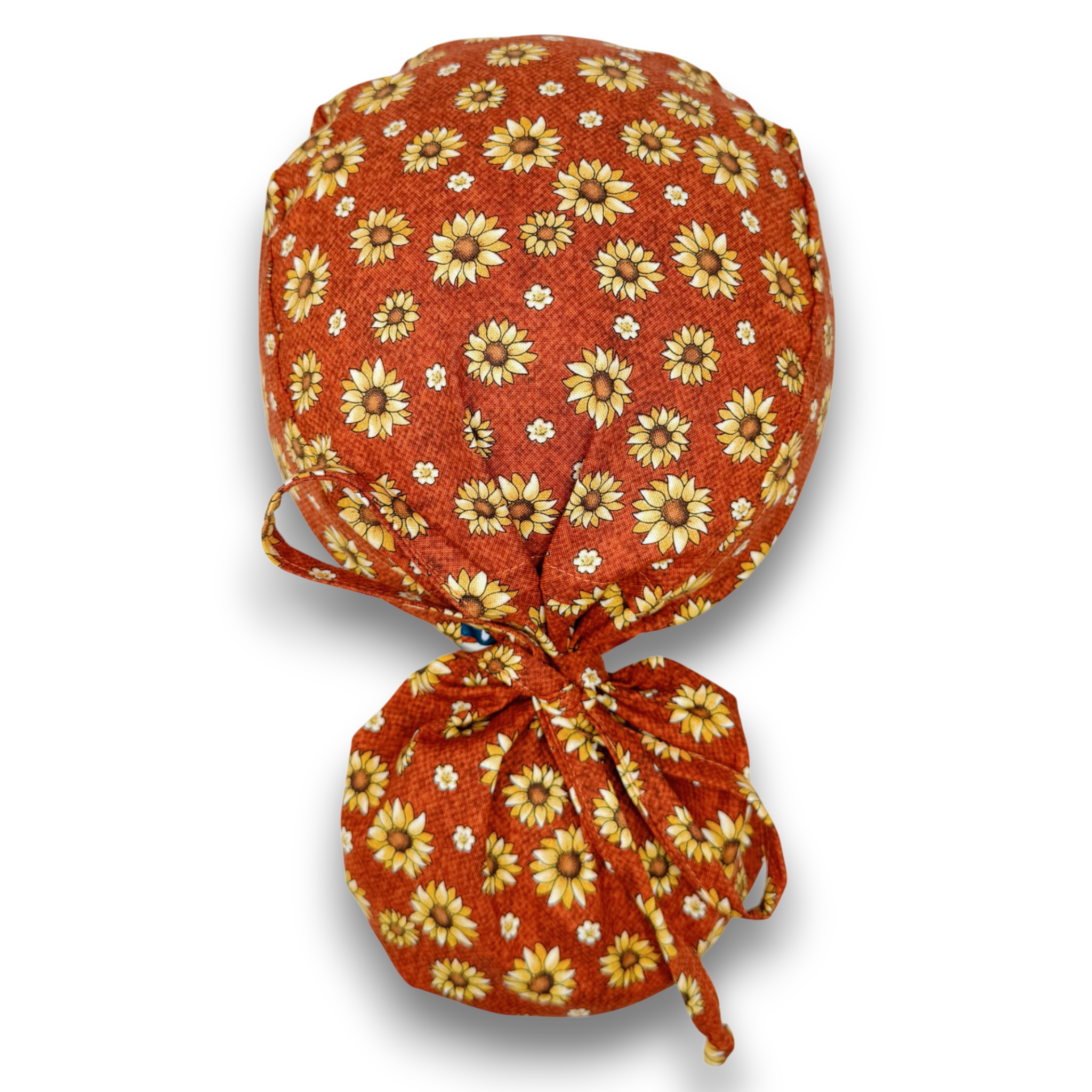 Autumn Flowers Ponytail scrub cap, Surgical cap women. Satin Lined Option Surgical cap with ponytail.