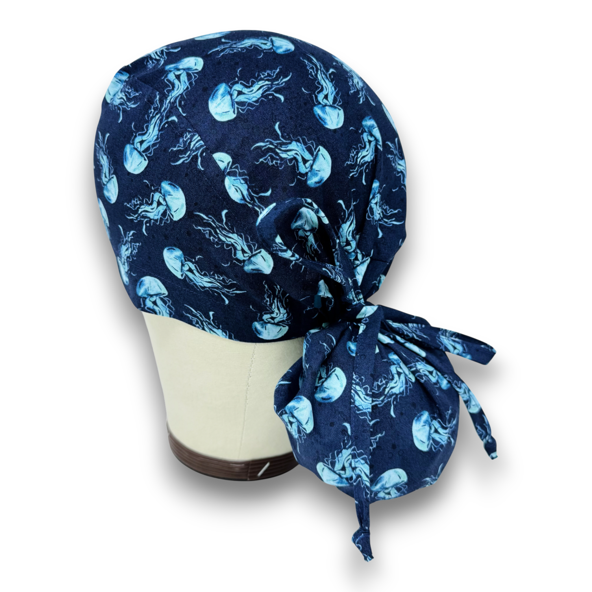 Jellyfish Ponytail scrub cap for women with satin lined option by Paradise Caps.