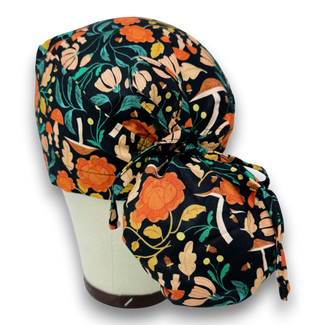 Flora & Fauna Ponytail scrub cap, Surgical cap women. Satin Lined Option Surgical cap with ponytail.