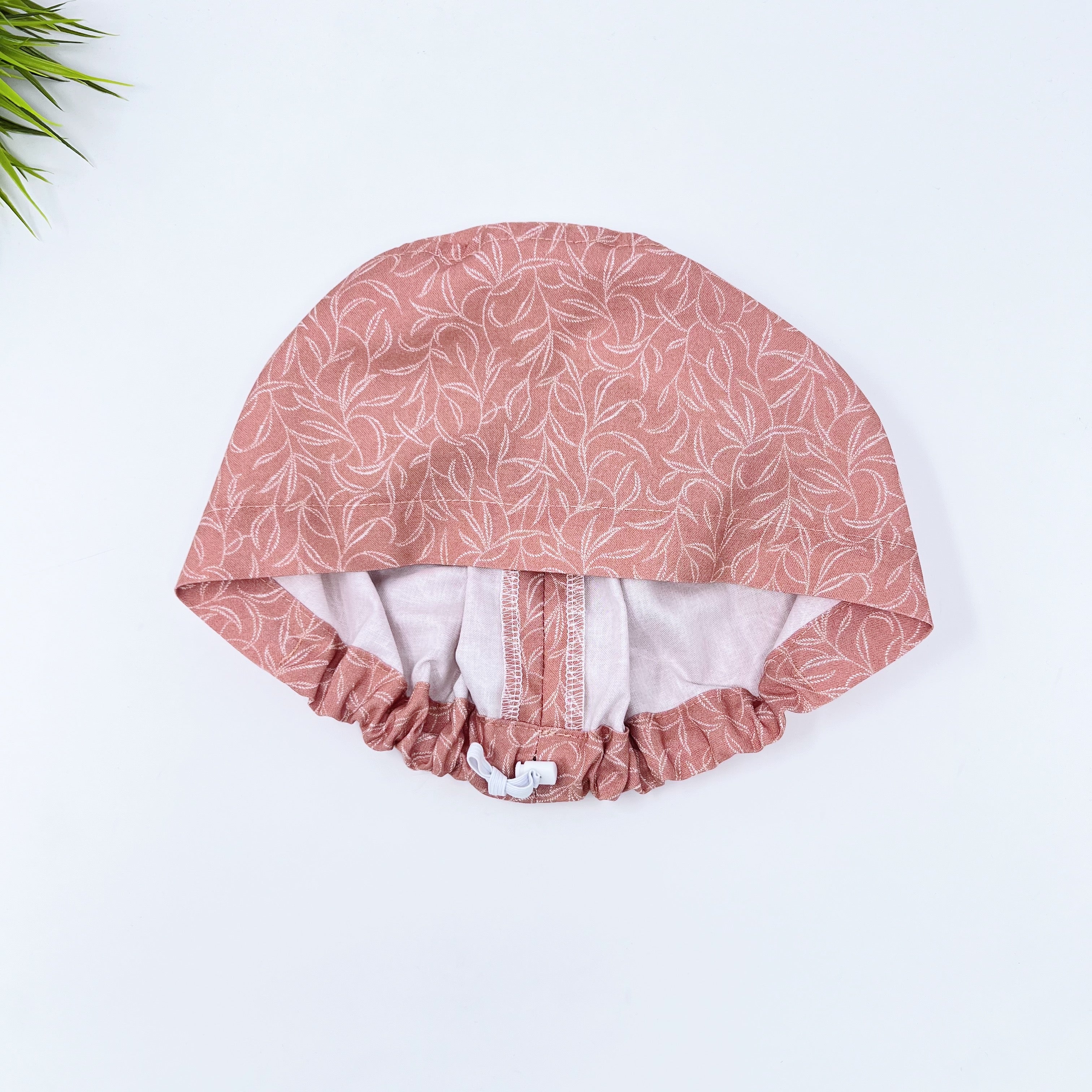 Red White Euro Scrub Cap for Women with Satin Lined Option by Paradise Caps.