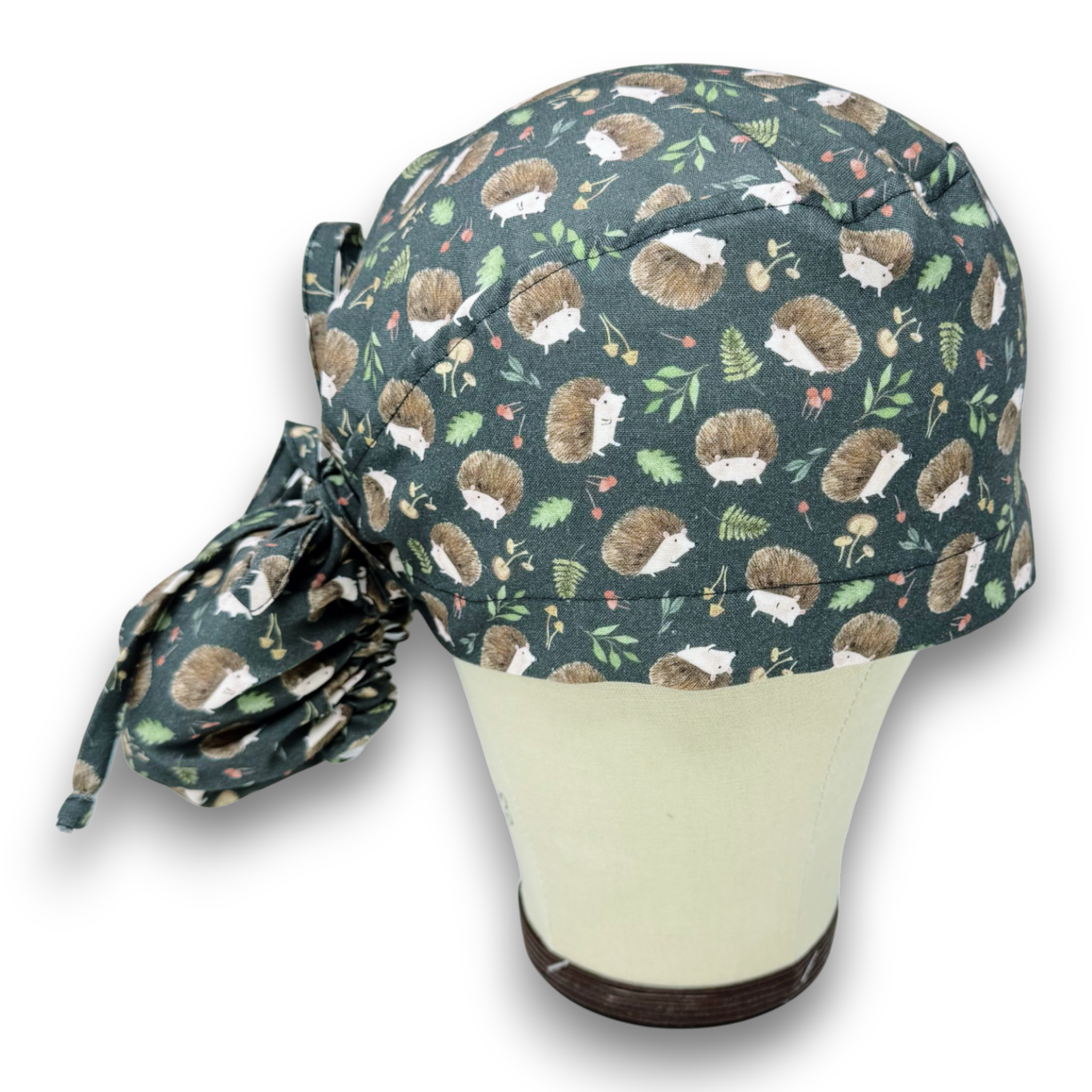 Hedgehog Ponytail scrub cap for women with satin lined option by Paradise Caps.