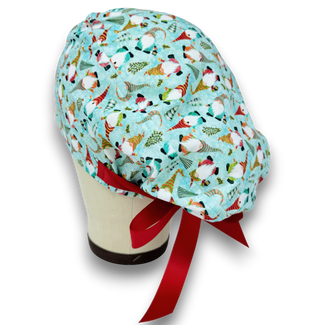 Christmas Gnomes Euro scrub cap with ties for Women by Paradise Caps. Euro PLUS style.