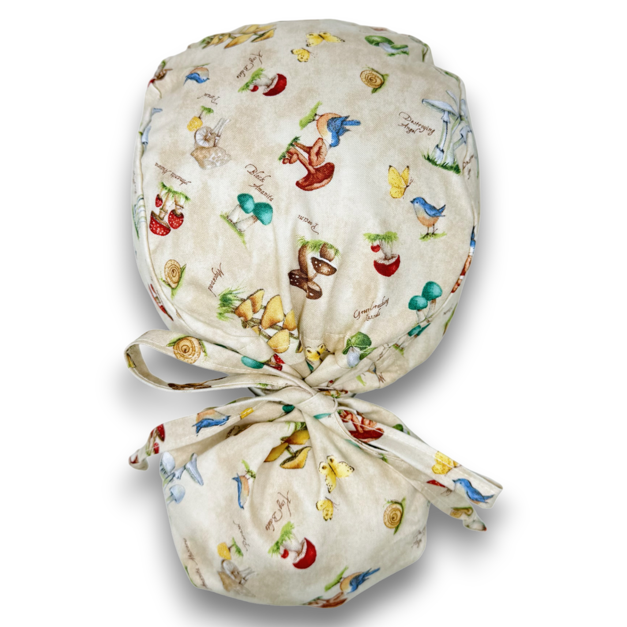 Mushroom Ponytail scrub cap for women with satin lined option by Paradise Caps.
