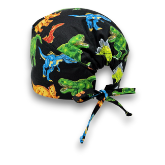 Dinosaur Skull tie-back style surgical scrub cap for men by Paradise Caps.