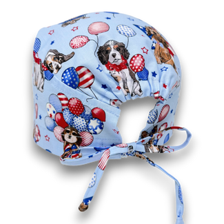 Dog Skull tie-back style surgical scrub cap for men by Paradise Caps.