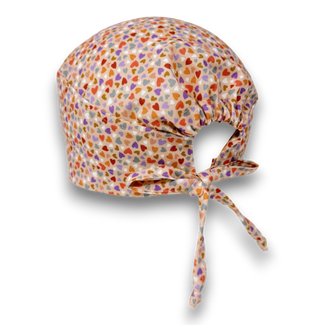 Colorful Hearts Skull tie-back style surgical scrub cap for men by Paradise Caps.