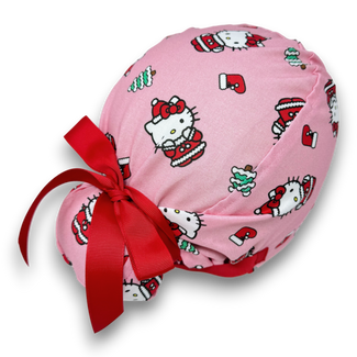 Christmas Euro scrub cap with ties for Women by Paradise Caps. Euro PLUS style.