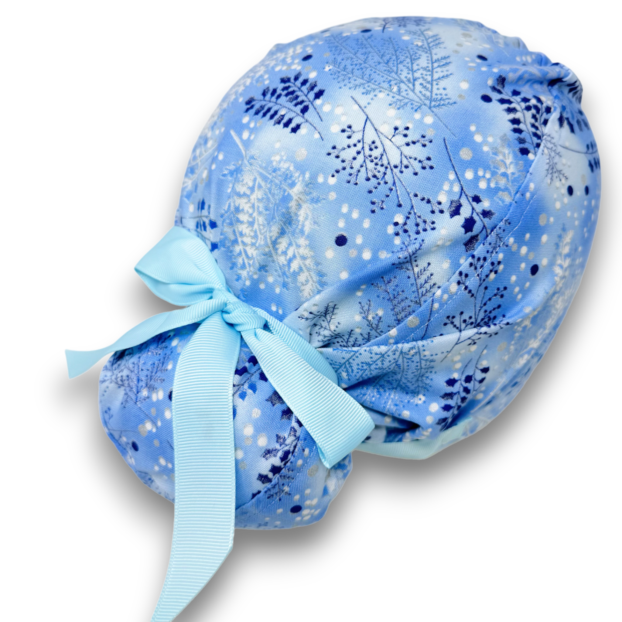 Snowy Forest Euro scrub cap with ties for Women by Paradise Caps. Euro PLUS style.