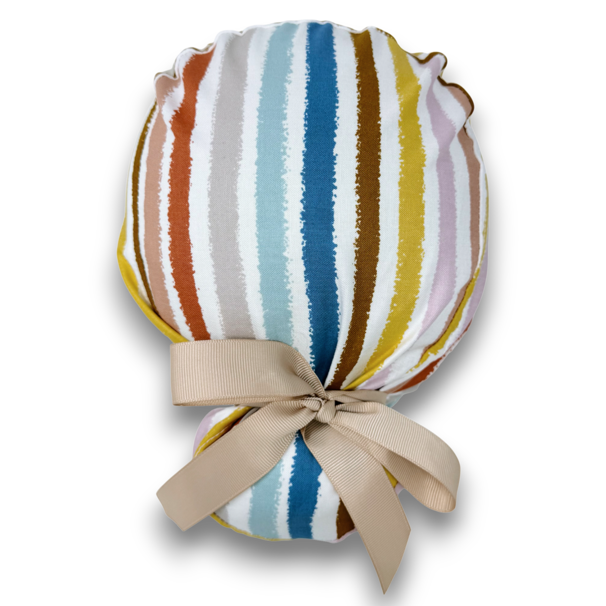 Retro Stripes Euro scrub cap with ties for Women by Paradise Caps. Euro PLUS style.