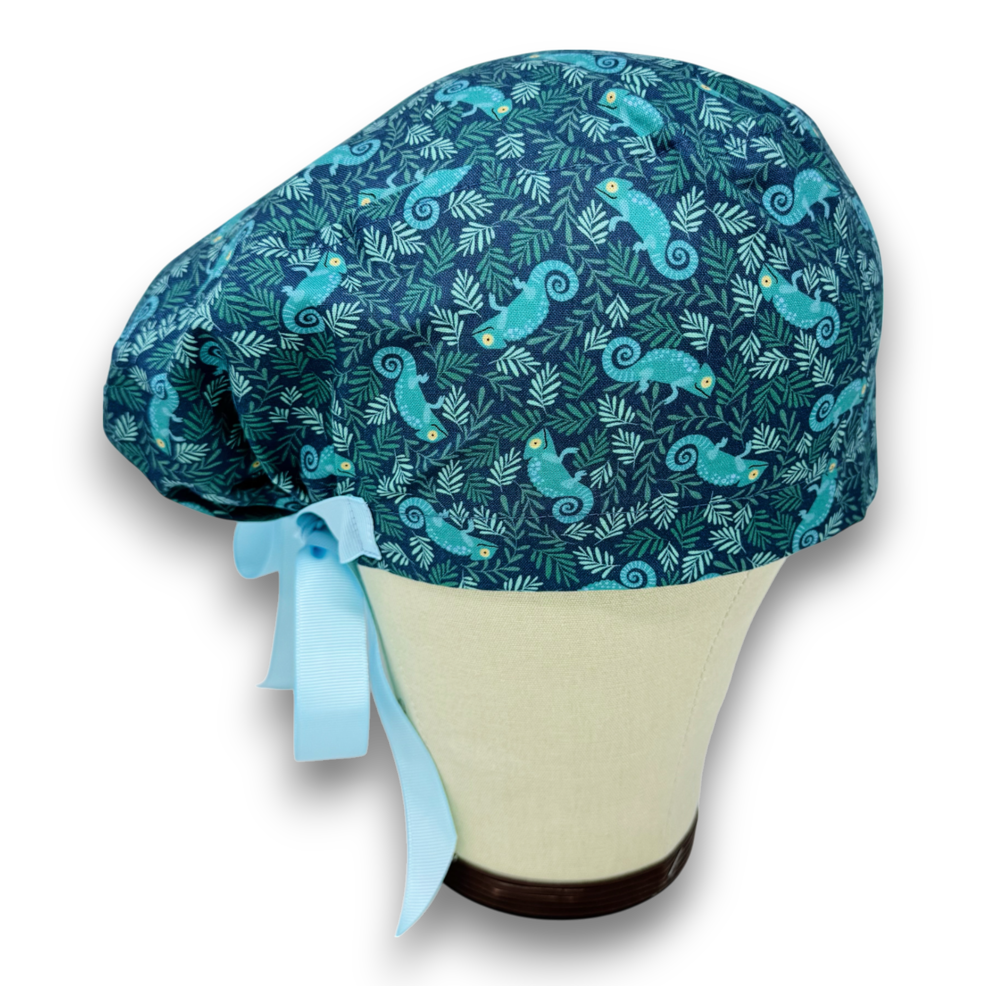 Chameleon Euro scrub cap with ties for Women by Paradise Caps. Euro PLUS style.