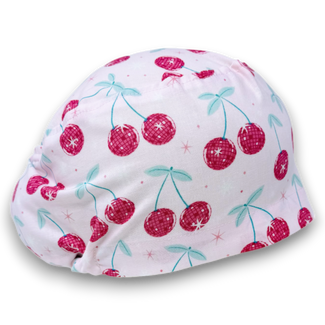 Cherry bell Euro Scrub Cap for Women with Satin Lined Option by Paradise Caps.