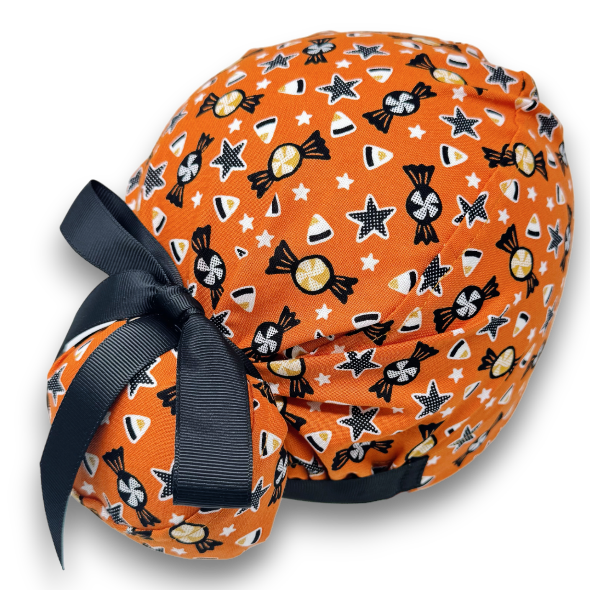 Candy Corn Euro scrub cap with ties for Women by Paradise Caps. Euro PLUS style.