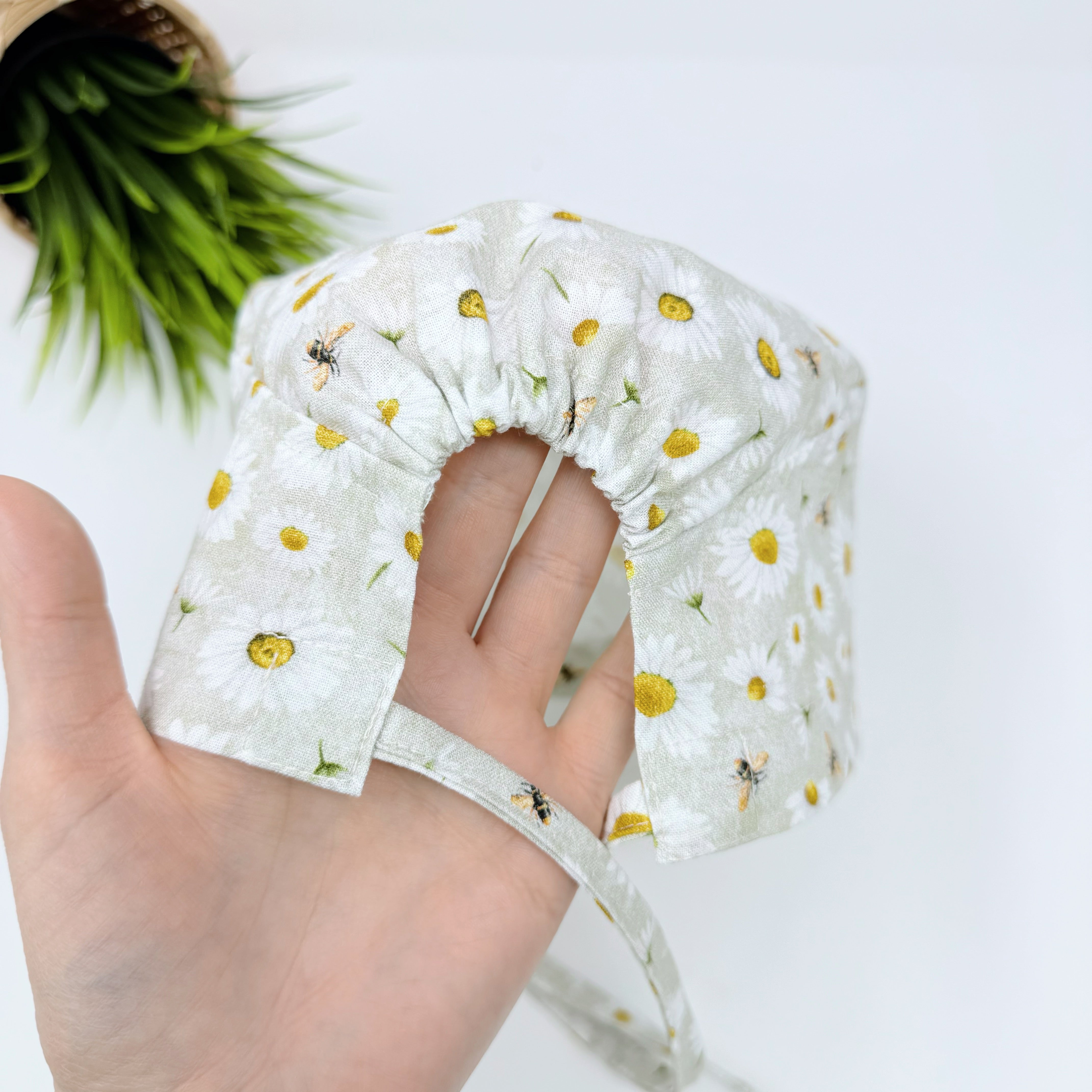 Bee And Daisy Skull tie-back style surgical scrub cap for men by Paradise Caps.