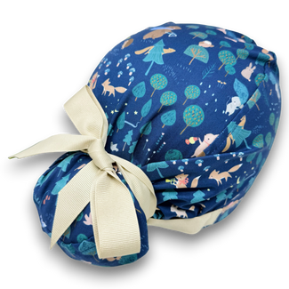 Forest Animals Euro scrub cap with ties for Women by Paradise Caps. Euro PLUS style.